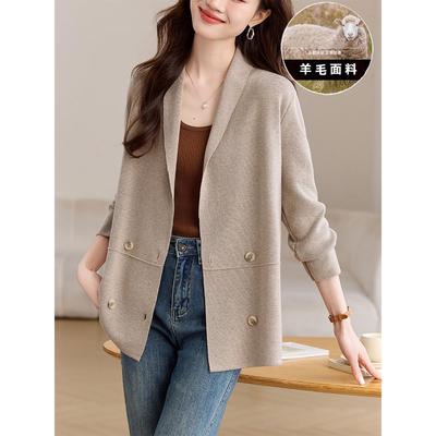 西服外套女款春秋季2025新款今年流行爆款气质职场羊毛针织开衫女