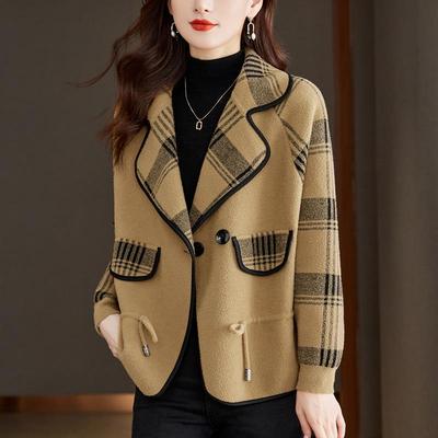 西装外套女2025新款春秋今年流行爆款毛衣中年妈妈春季针织开衫