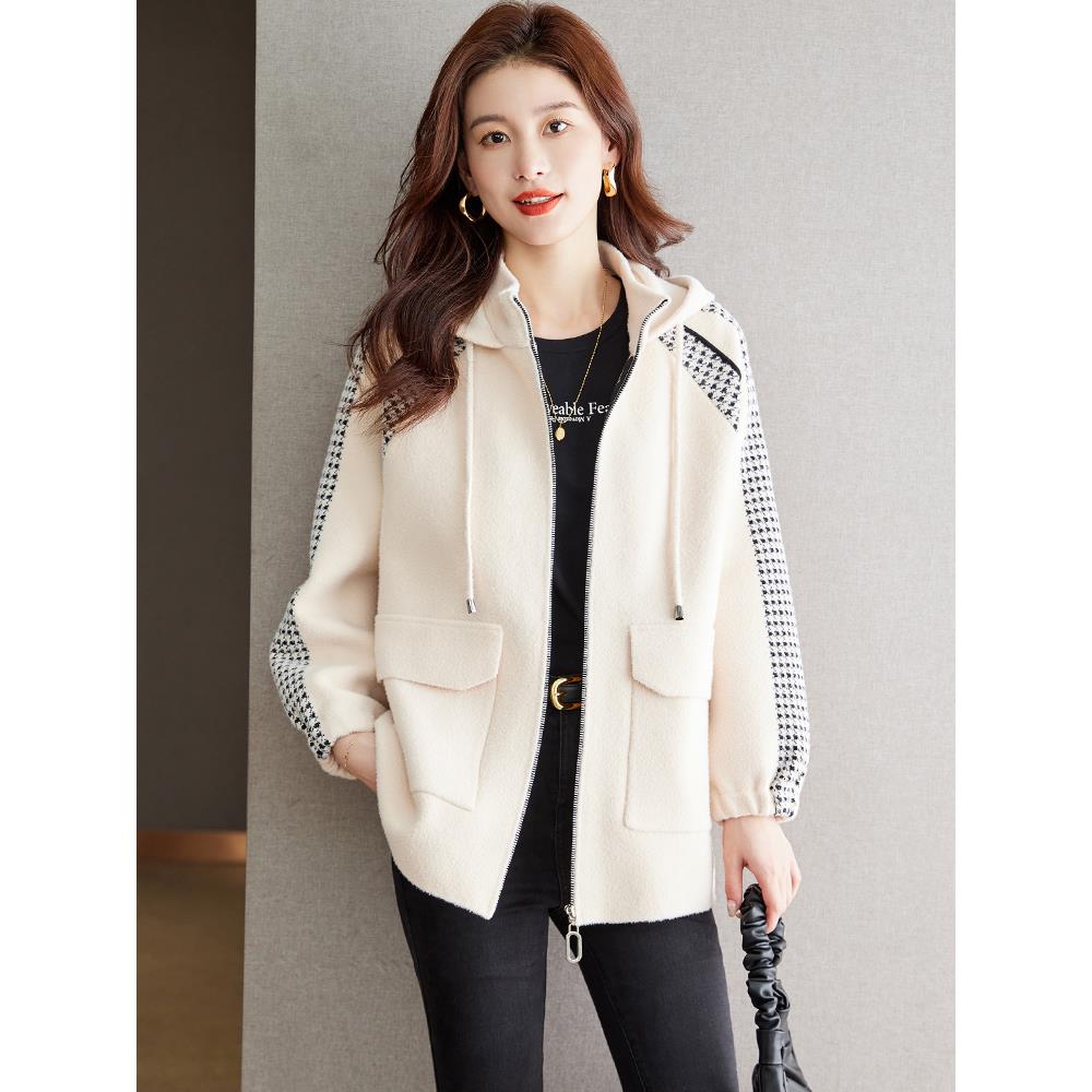 毛呢外套女士2025春秋季新款今年流行爆款针织开衫高级感宽松上衣