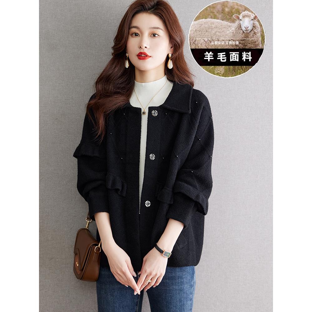 开春毛呢外套女春秋2025新款爆款春款宽松初春女士羊毛外搭开衫