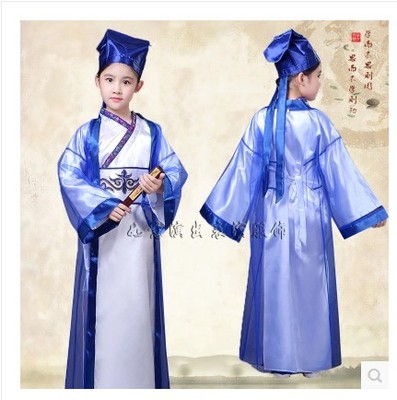 儿童才子古装汉服男女孩书生国学弟子规侠客男童服装古筝演出服