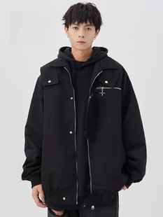 外套男宽松痞帅设计感上衣潮牌情侣飞行员夹克 vibe工装 春秋季 美式