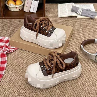 时尚 女2026春新款 厚底增高6CM休闲鞋 百搭拼色厚底舒 万达撤柜