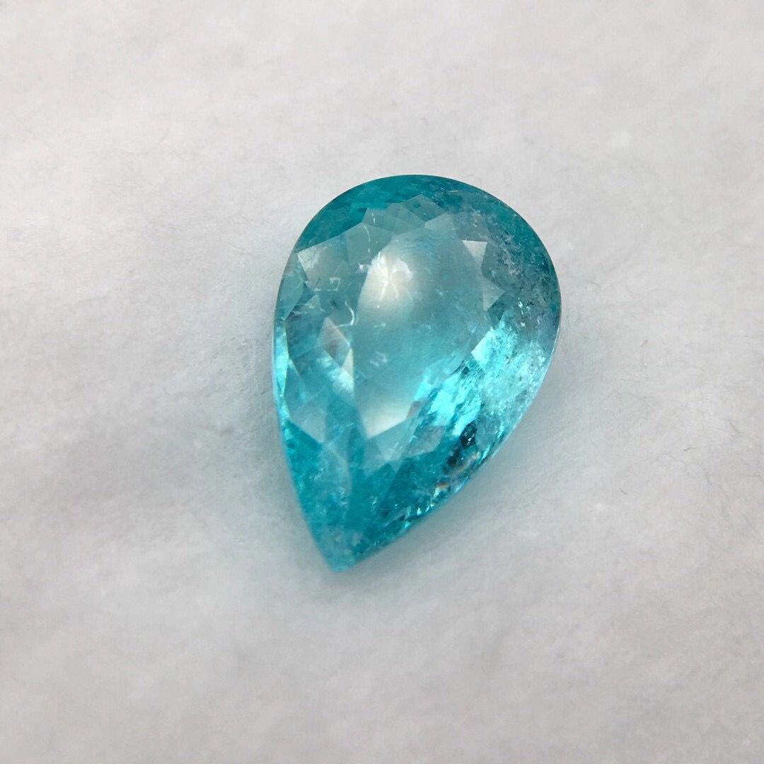 4 09克拉天然霓虹蓝帕拉伊巴戒面水滴形裸石 4 09克拉天然霓虹蓝帕拉伊巴戒面水滴形裸石