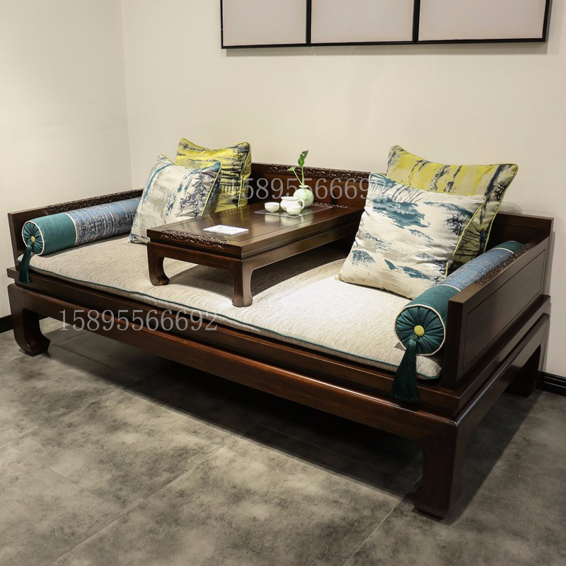 罗汉床新中式实木沙发去客厅化古夷苏木宋代美学黑檀推拉禅意家具