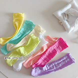 女童夏季 糖果多巴胺中筒袜女宝宝镂空防蚊小腿堆堆袜 包邮 满3双