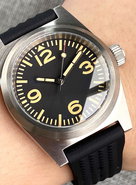 200米防水38mm钢制自动手表男士NH35黄色数字防反射蓝宝石