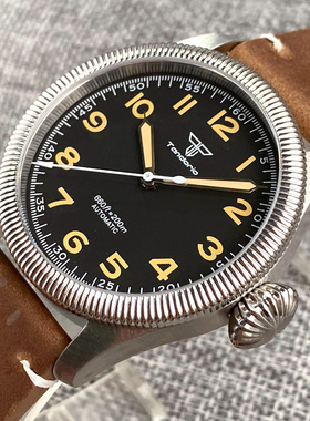 Tandorio 防水男士腕表复古橙色阿拉伯数字NH35 PT5000硬币圈大把