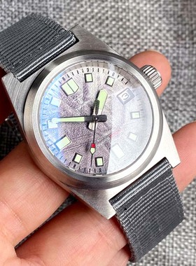 Tandorio 陨石飞行NH35A灰色潜水机械手表38mm钢制62MAS腕表男士