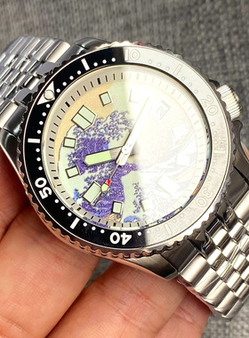 Tandorio海浪NH35不锈钢男士机械手表3.8把位超级夜光120卡外圈