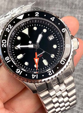 防水SSKX001橙色NH34 GMT潜水机械手表男士NH34 3.8把冠24小时