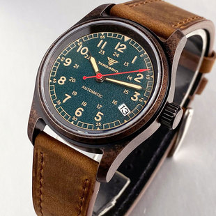 残古铜色36mm小飞行员手表防水表男士女士腕表NH35机芯黑白蓝字面