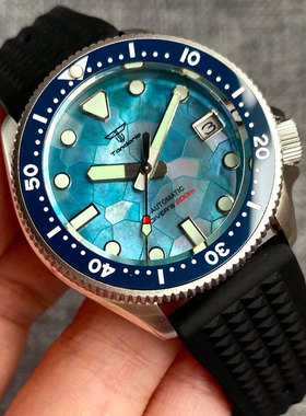 Tandorio 37mm NH35机械手表男式小型女式腕表橙色指针防水游泳