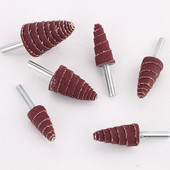 锥形带柄百叶轮打磨头百叶磨头锥形砂布磨头百叶轮金属抛光电磨头