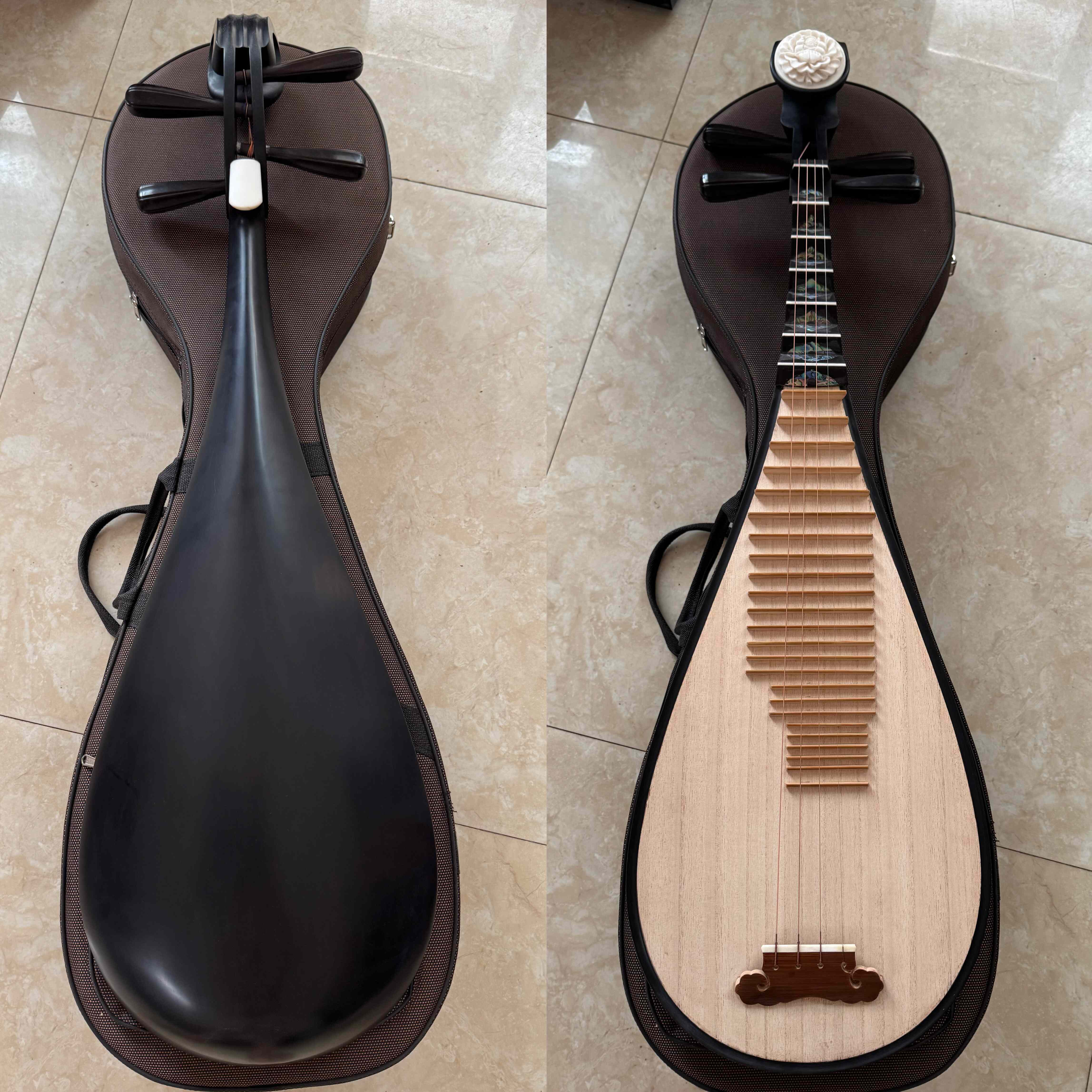 黑檀木彩贝雕琵琶 紫光檀木儿童成人专业演奏考级演出琵琶