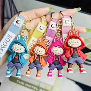 拉布布龅牙仔钥匙扣可爱公仔挂件情侣包包挂饰新年春节小礼品批发