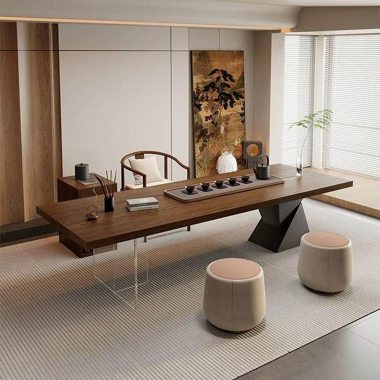 实木原木大板茶桌办公桌椅组合一体两用高端美学茶台茶桌椅,商业/办公家具,茶台/茶桌,淘宝优惠券,粉丝福利购,淘宝优惠卷