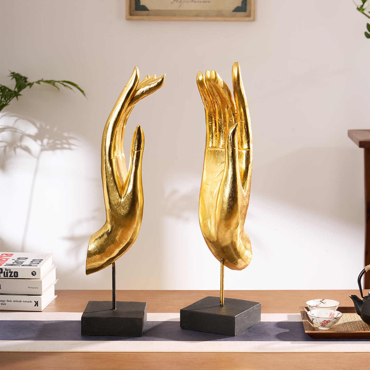 泰国工艺品金色佛手木雕摆件东南亚风客厅书房办公室桌面装饰摆设