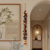 天然葫芦挂件家居客厅玄关走廊装 饰野果串挂饰大门口平安福禄壁挂