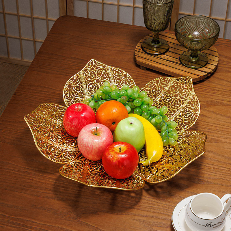 复古金属果盘东南亚风格家用客厅茶几装饰水果盘零食糖果收纳托盘