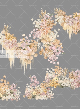 福利A015香槟色婚礼花艺素材psd分层文件香槟粉婚礼满天星婚礼