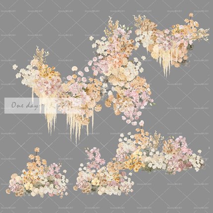 福利A015香槟色婚礼花艺素材psd分层文件香槟粉婚礼满天星婚礼