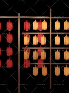 B001红色金色中式婚礼灯笼道具素材psd分层文件中式婚礼素材