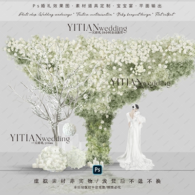 a235白绿色满天星婚礼花艺拱门花门素材psd文件白绿色满天星婚礼