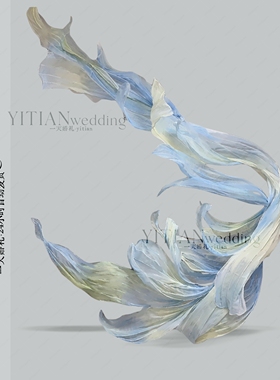 B085小众蓝绿色大型纸艺婚礼道具素材psd格式飘带型纸艺无分层