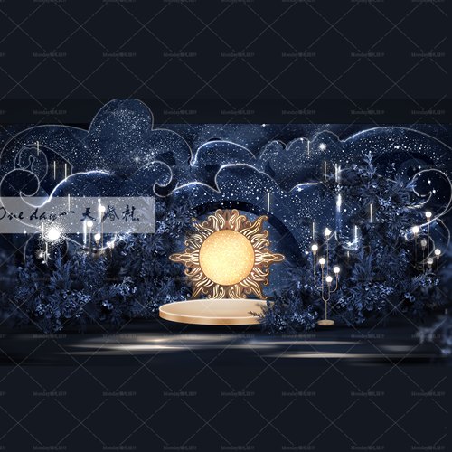 C024蓝色梦幻星空婚礼效果图psd素材源文件含输出素材星空婚礼
