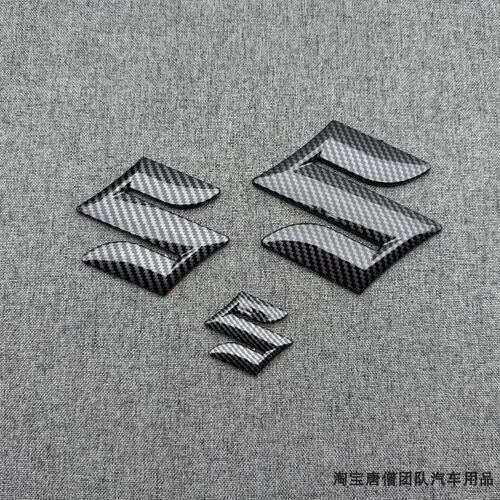 适配铃木新奥拓羚羊天语SX4雨燕前后标改装碳纤黑色中网车标尾标