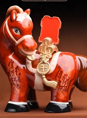 李居明2026马年吉祥物头马当红摆件鸿运当头红马幸运金钱头马当红