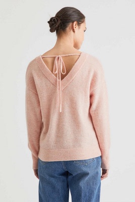 绑带毛衣22081113V领通勤羊毛