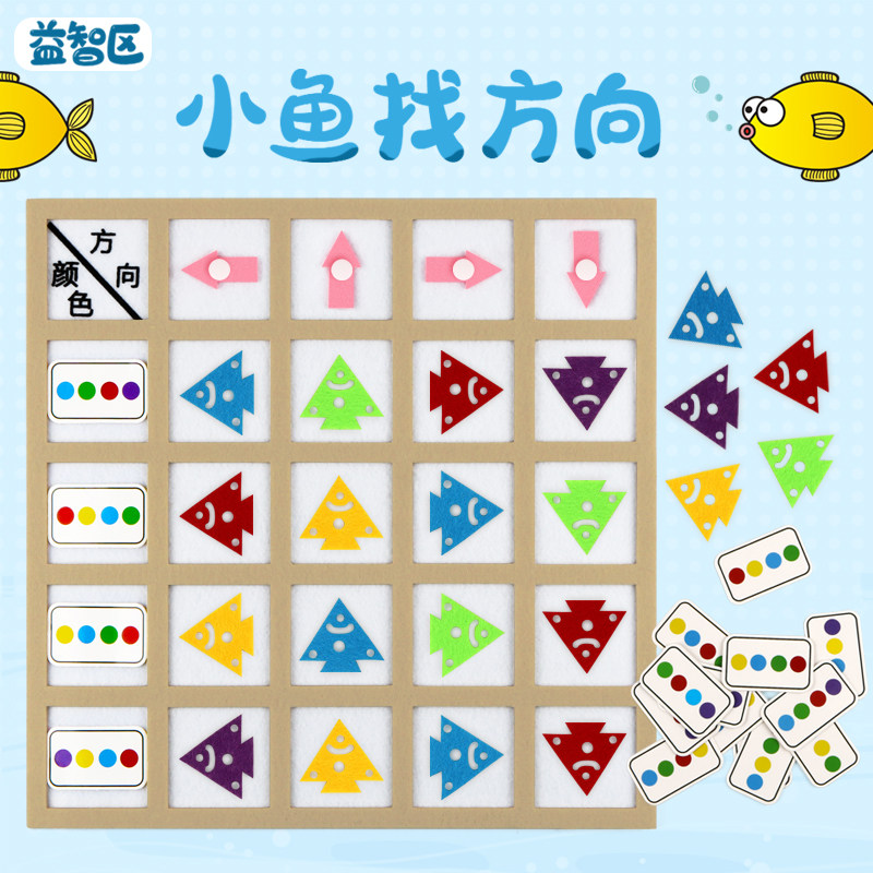 幼儿园区域角互动游戏教具颜色排序小鱼找方向益智区手工操作材料