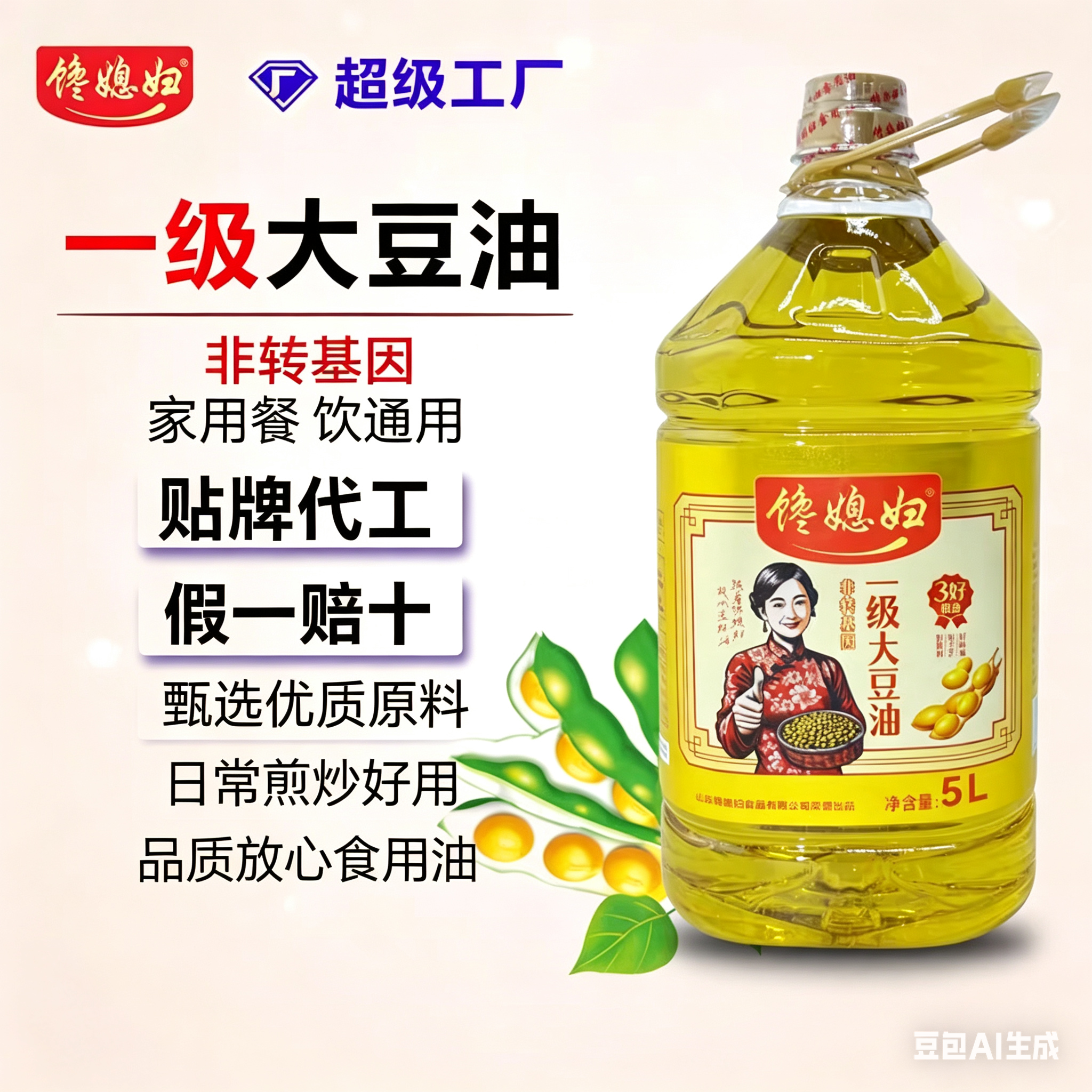 食用油5升整箱批发豆油商用粮油植物大豆油物理压榨非转基因小榨