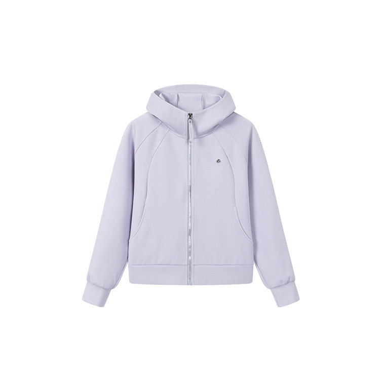 361度女式连帽运动卫衣开襟外套宽松休闲上衣秋季新品562534006A
