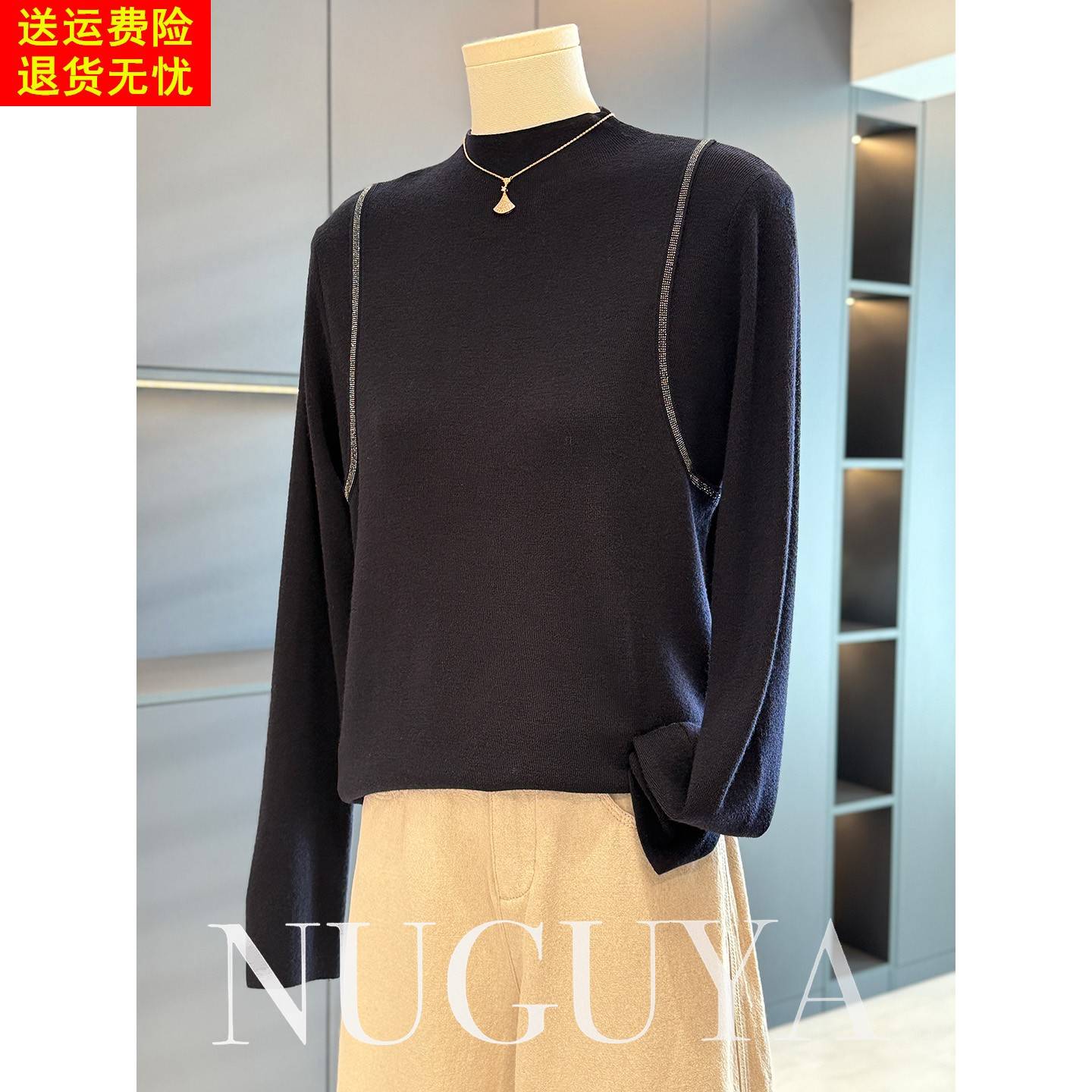时尚休闲妈妈装针织衫女套头秋装新款上衣洋气百搭中老年毛衣打底