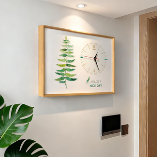 绿植电表箱装饰画挂钟客厅现代简约带钟表遮挡电闸电源开关盒挂画