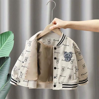 男童春秋外套儿童韩版双层夹克棒球衫潮宝宝上衣童装秋装小童衣服