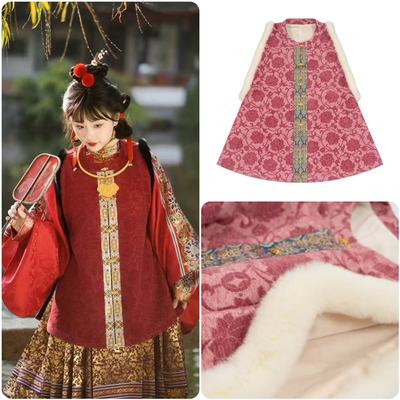 公卿防漳绒圈毛加绒汉服比甲