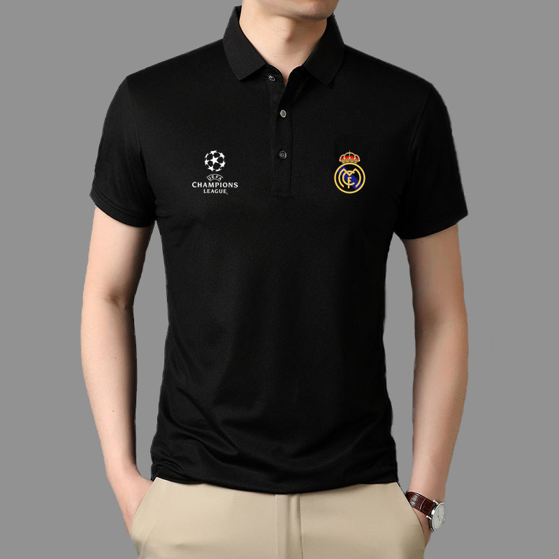 2026夏季皇马翻领短袖足球运动衫男士透气速干休闲T恤上衣Polo衫