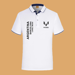 梅西messi大巴黎球衣队服姆巴佩内马尔翻领夏季宽松短袖男