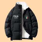 冬季 棉袄加厚保暖防风羊羔绒棉服男外套 欧洲意大利足球运动服大码