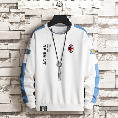 春秋AC米兰Milan球迷薄款圆领足球意甲队服大码长袖宽松上衣