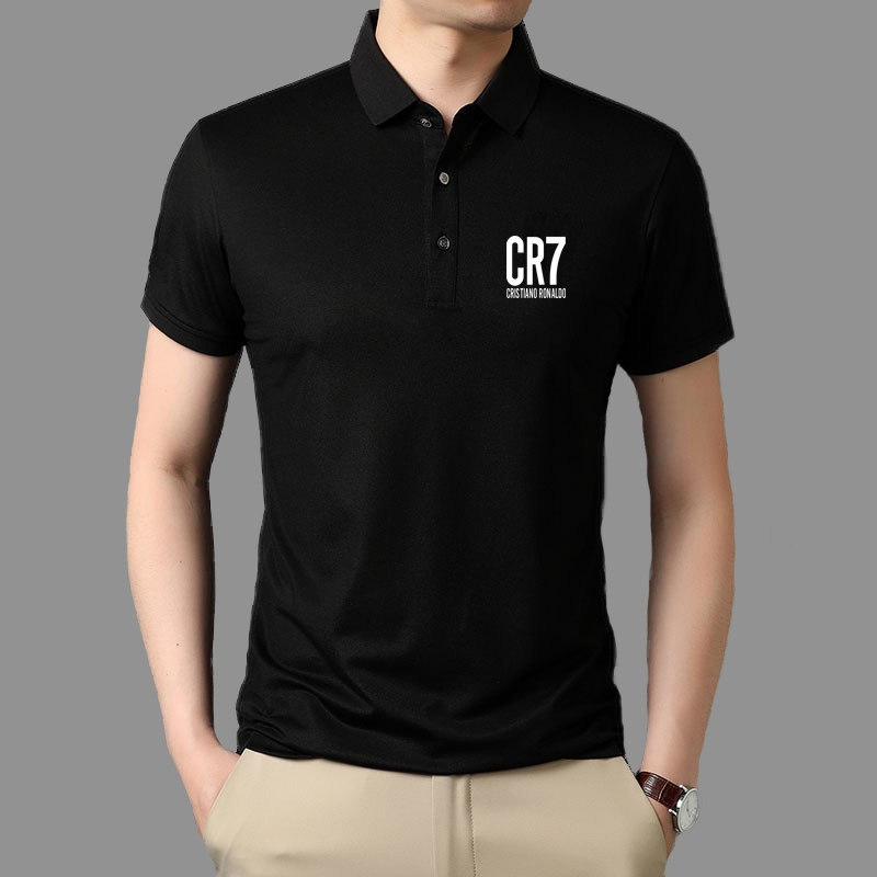 夏季CR7足球运动Polo衫T恤男士薄款速干透气翻领短袖休闲上衣体恤