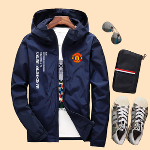 春秋7号欧冠曼联连帽夹克风衣外套潮牌宽松男女情侣上衣团体班服