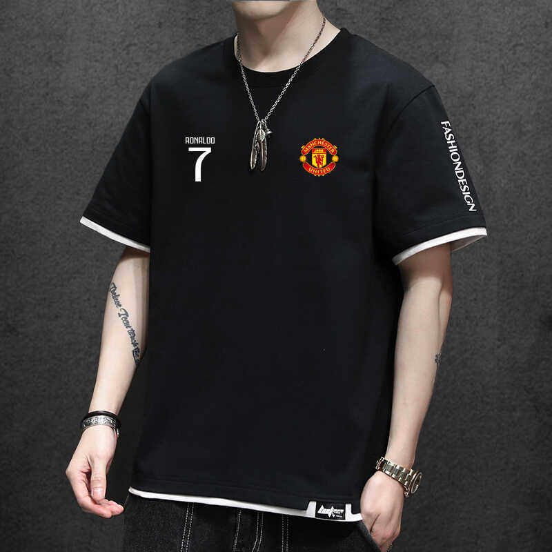 夏季曼彻斯特联足球俱乐部英超男士短袖宽松加大码棉T恤运动上衣