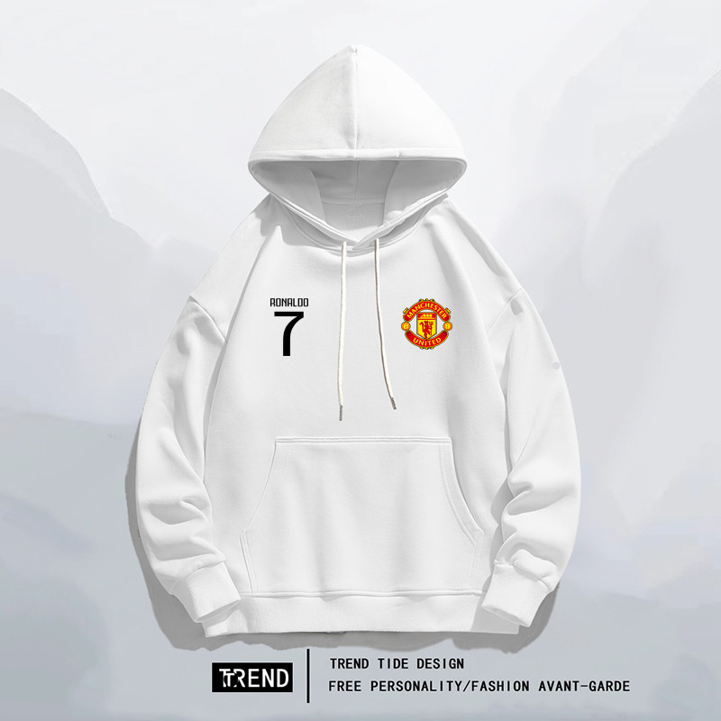7号欧冠曼联足球运动休闲长袖外套男女秋冬训练学生连帽套头卫衣