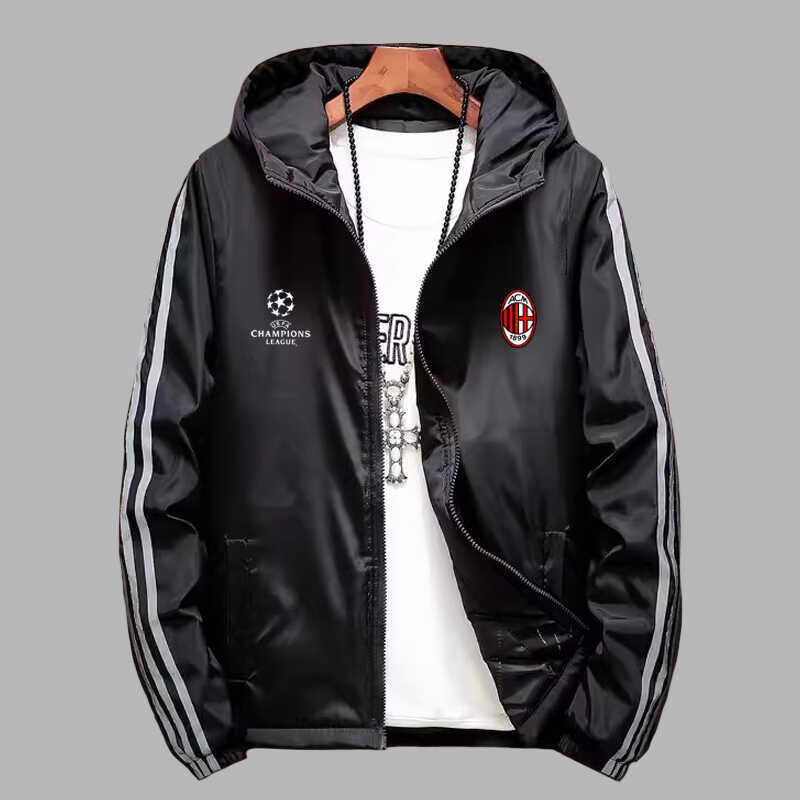 2025春秋款AC米兰欧冠足球联赛运动风衣外套男女户外大码肥佬夹克