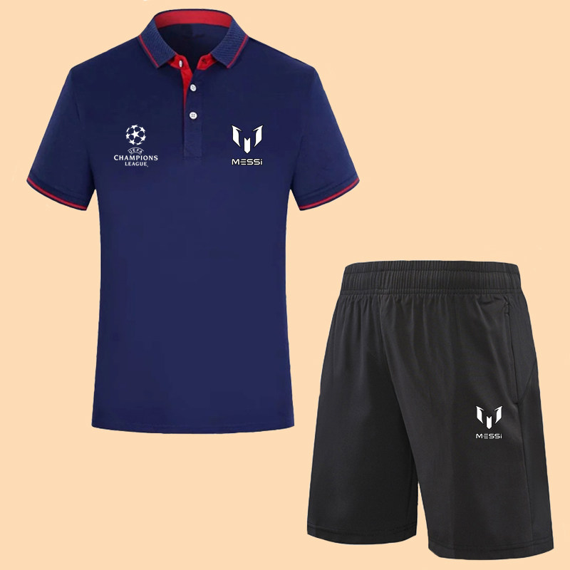 欧冠梅西短裤比赛足球运动服男女2026夏季训练服休闲Polo短袖
